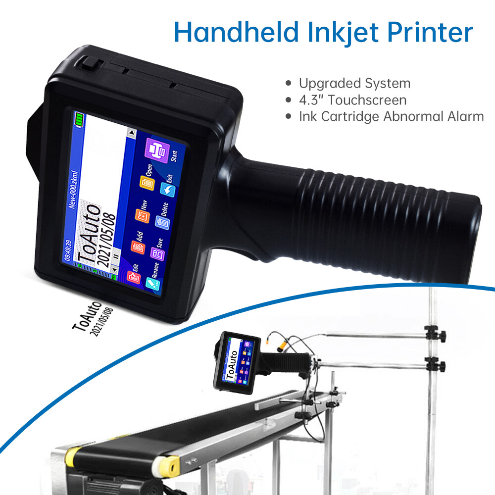 ToAuto Handheld Inkjet Printer Date QR Code Barcode Printing Logo Label 42ml Ink