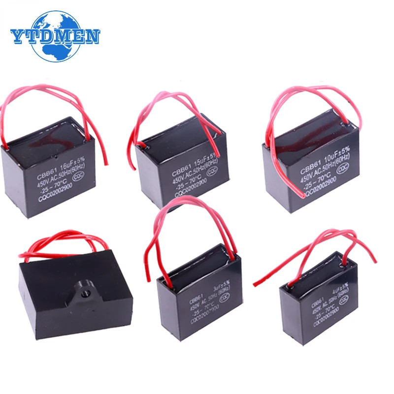 cbb61 450V electric motor capacitor 1uf 1.5uf 2uf 3uf 4uf 5uf 6uf 10uf fan start