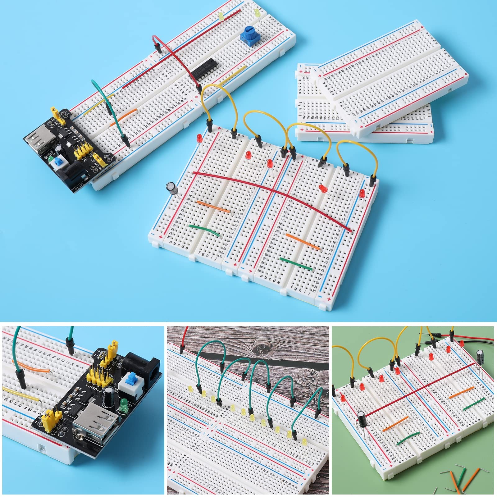 6 Pcs 400 Point Solderless Breadboard Prototype Board Kit White Electronics