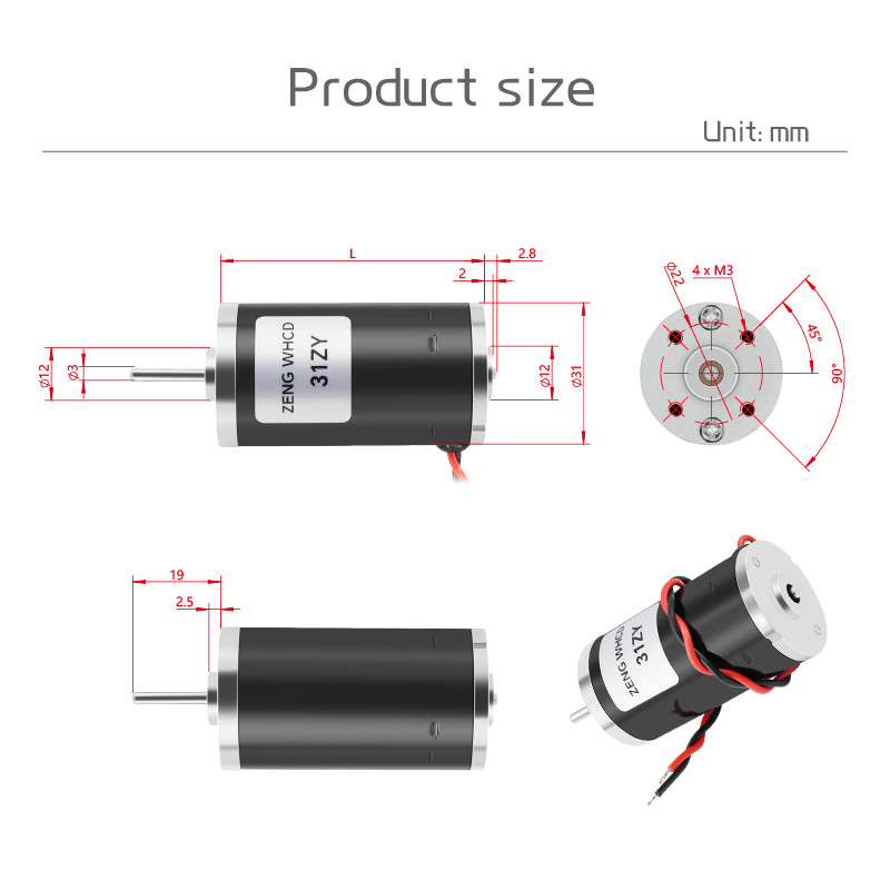 31ZY Permanent Magnet DC Carbon Brush Motor with High Speed ​​4000RPM~8000RPM