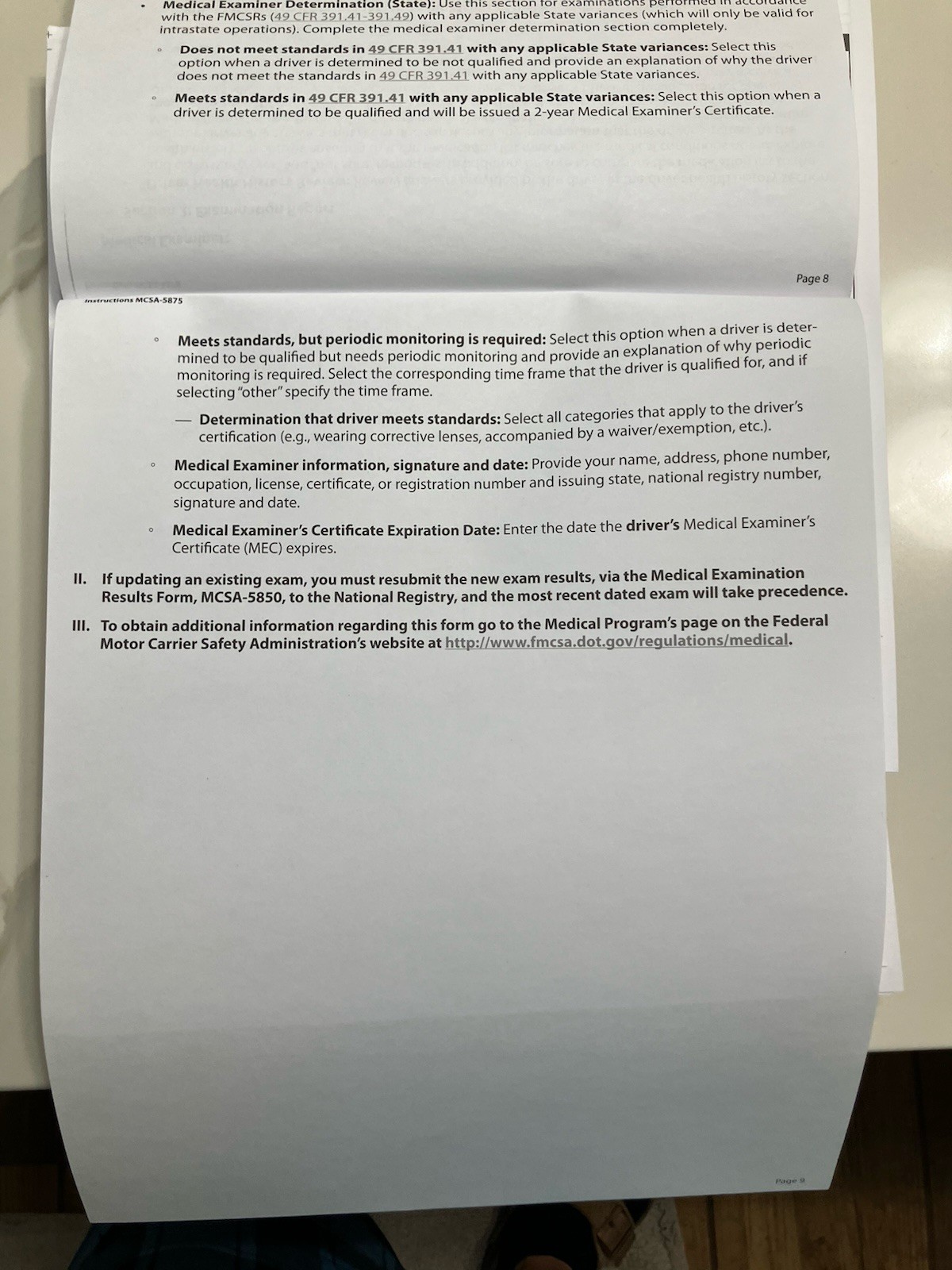 Medical Examination Forms MCSA-5875 and MCSA-5876 (20) Pack Of Each