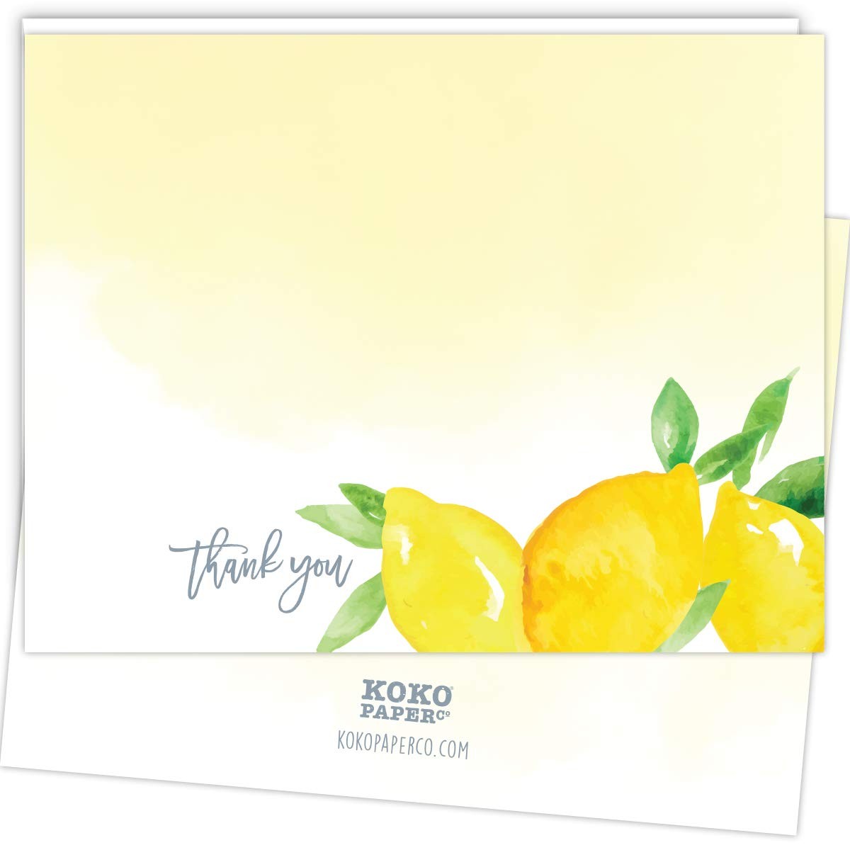 Koko Paper Co Lemon Thank You Cards | 25 Flat small, Yellow, Green, White