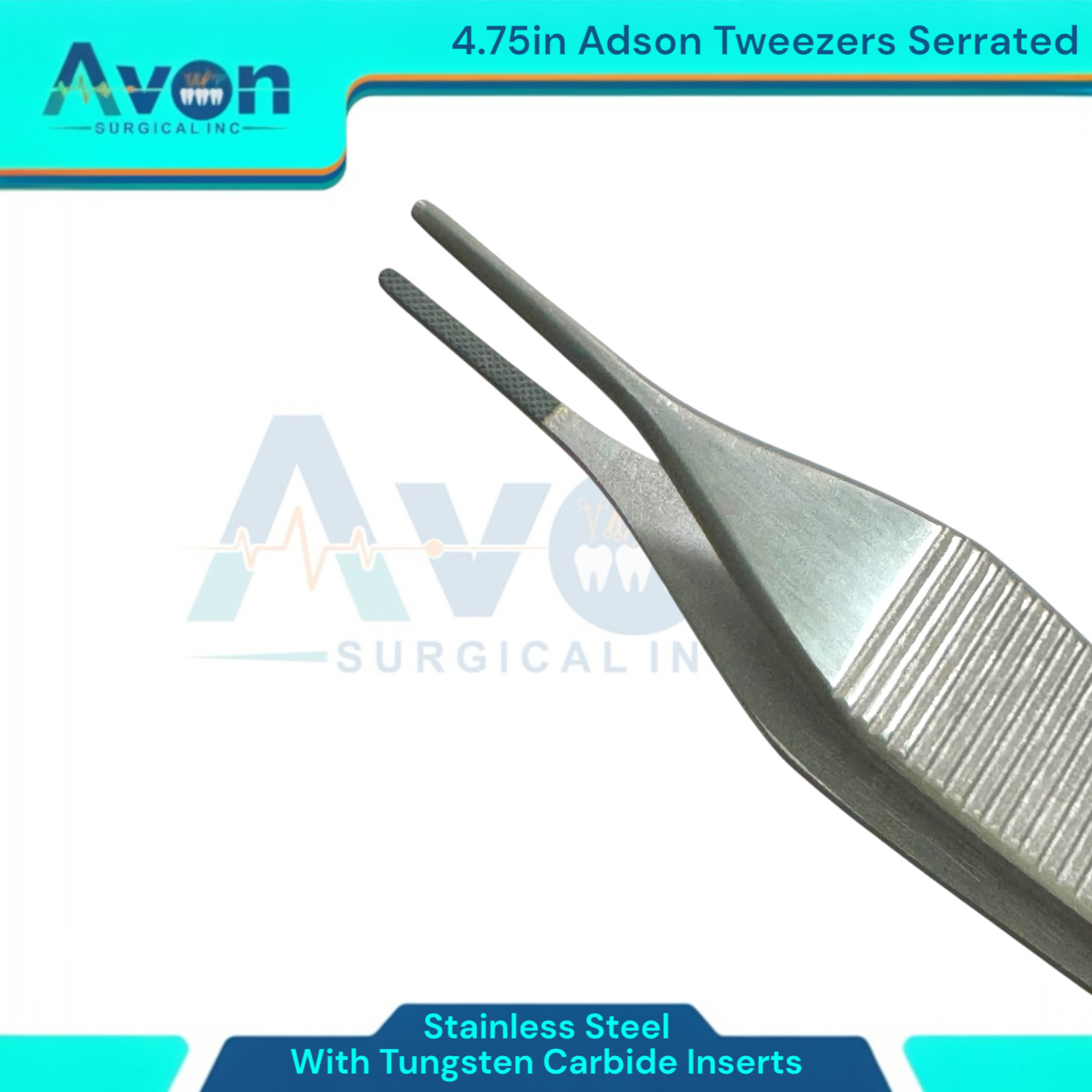 Premium Adson Thumb Serrated Tweezer Forceps, 4.75″, TC Insert Jaw – Gold Handle