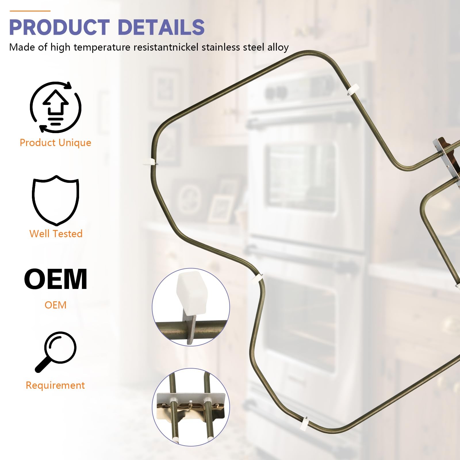 PJ010004 Bake Element for Range Oven with Top Brands Replaces with CVDSC307AF…
