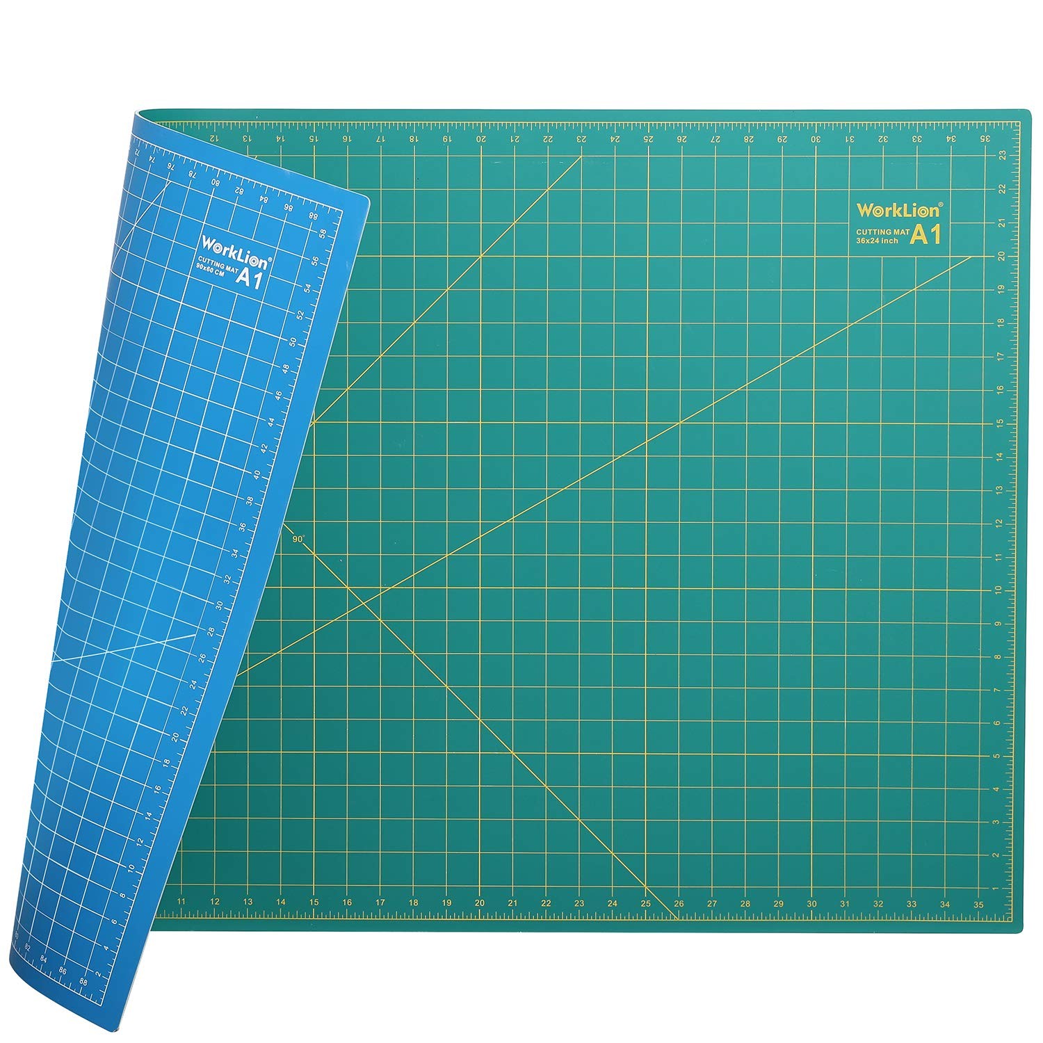 WORKLION 24″ x 36″ Large Self Healing PVC 36″L x 24″W (1 Pack), Green/Blue