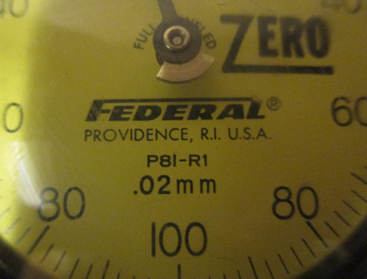 FEDERAL USA DIAL INDICATOR GAUGE GAGE P81-R1 .02mm Flat Back