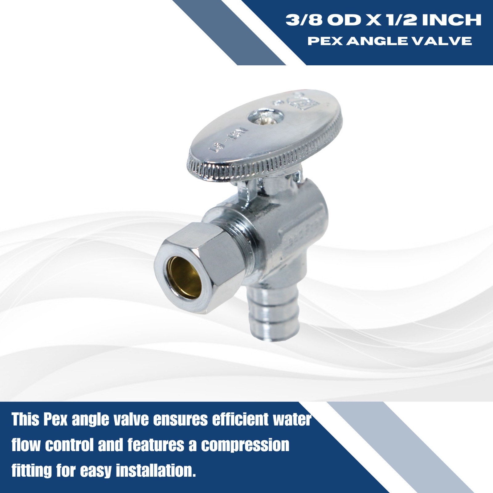 200 PIECES 1/2″ PEX X 3/8″OD 1/4 TURN ANGLE STOP VALVE (LEAD-FREE) METAL HANDLE