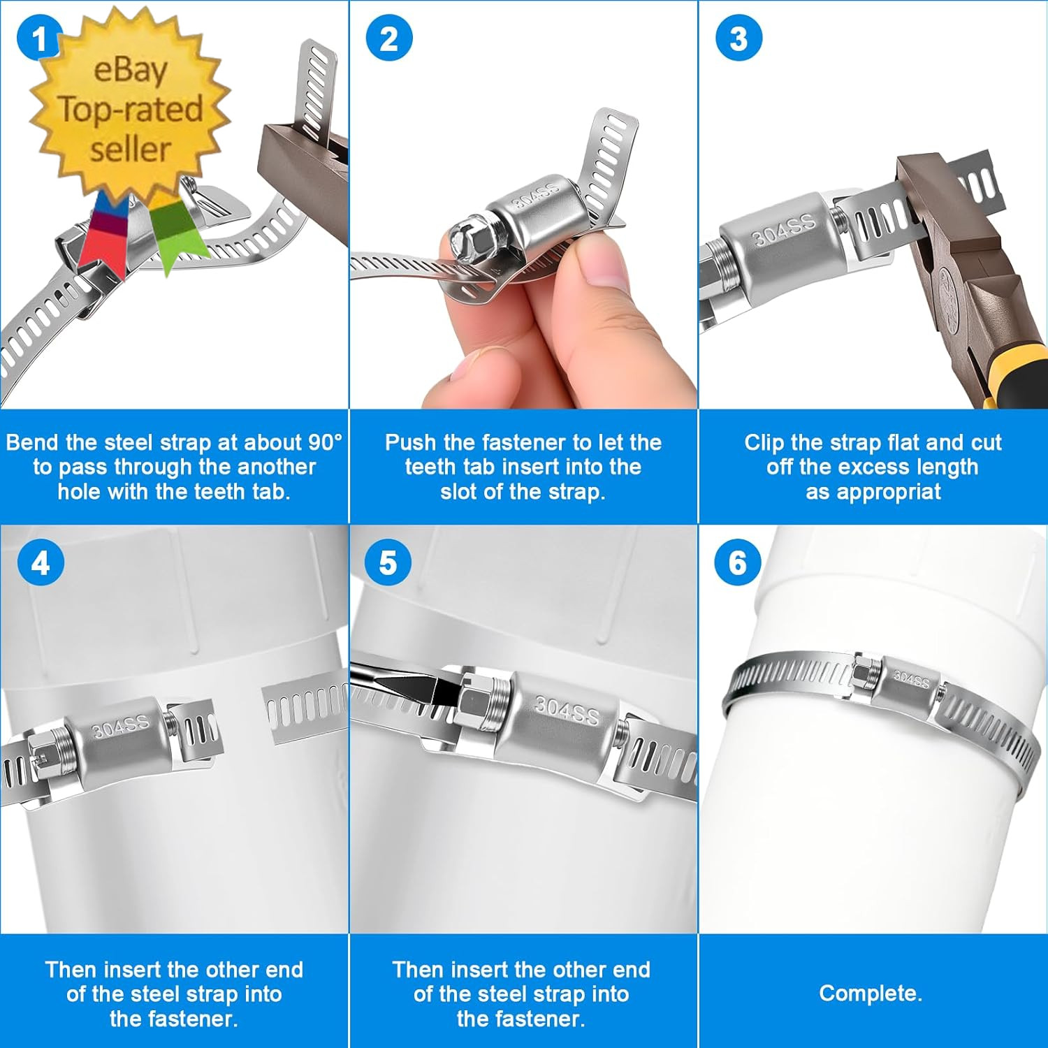 16 FT DIY Hose Clamps Assortment Kit,304 Stainless Steel Hose Clamps，Worm Gear D