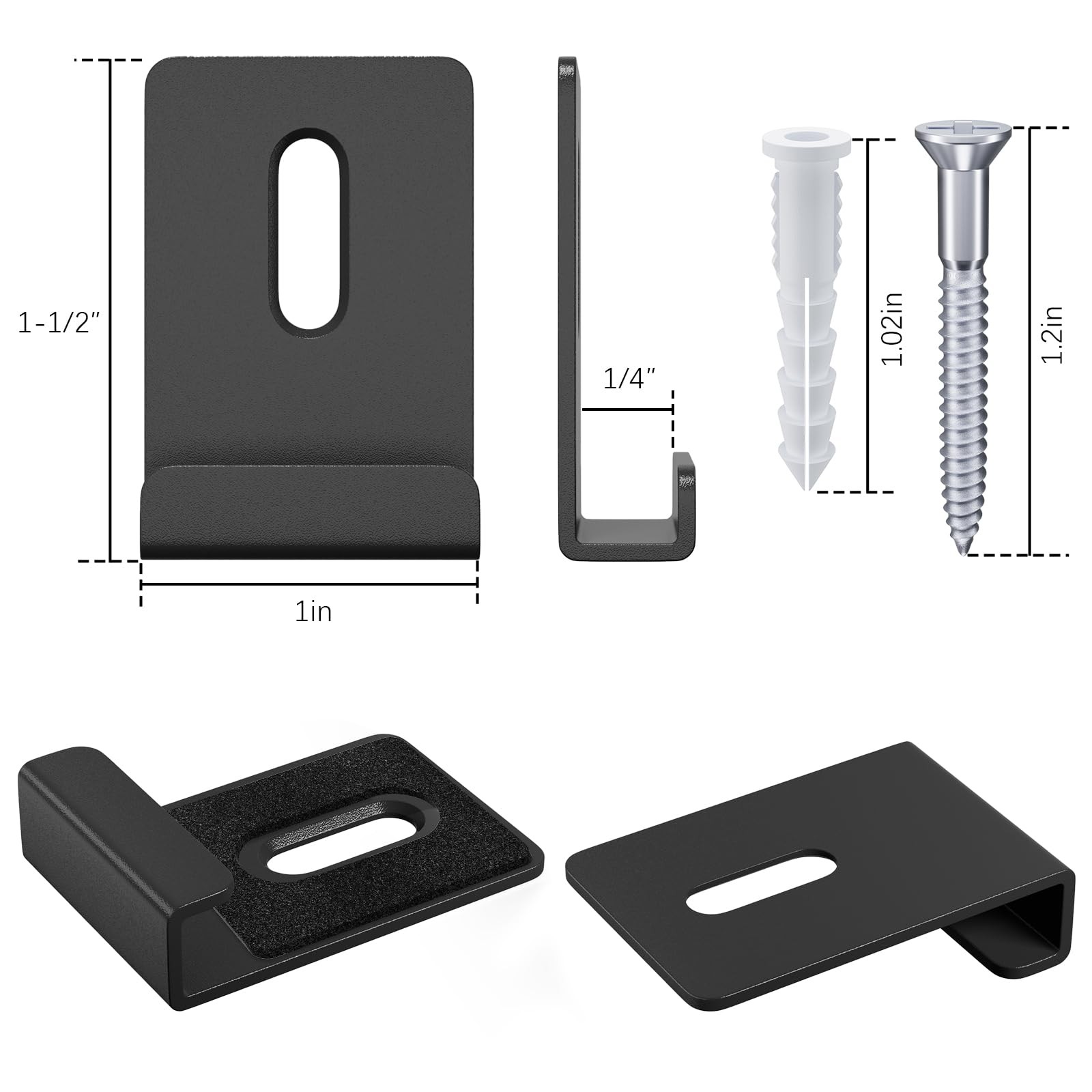 6Pcs Metal Mirror Clips for Wall Mounting, Holder Black, Black