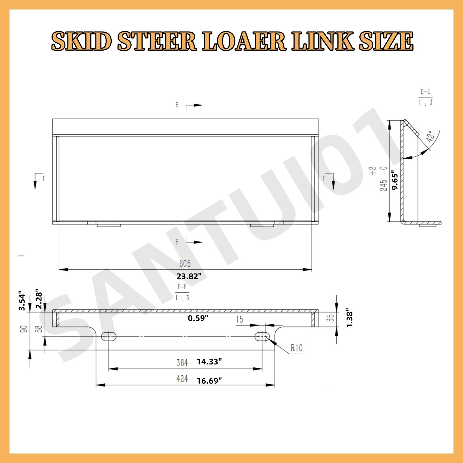 32in Loader Bucket Capacity 0.8m³ For LRT23 Mini Skid Steer Attachment 127LBS