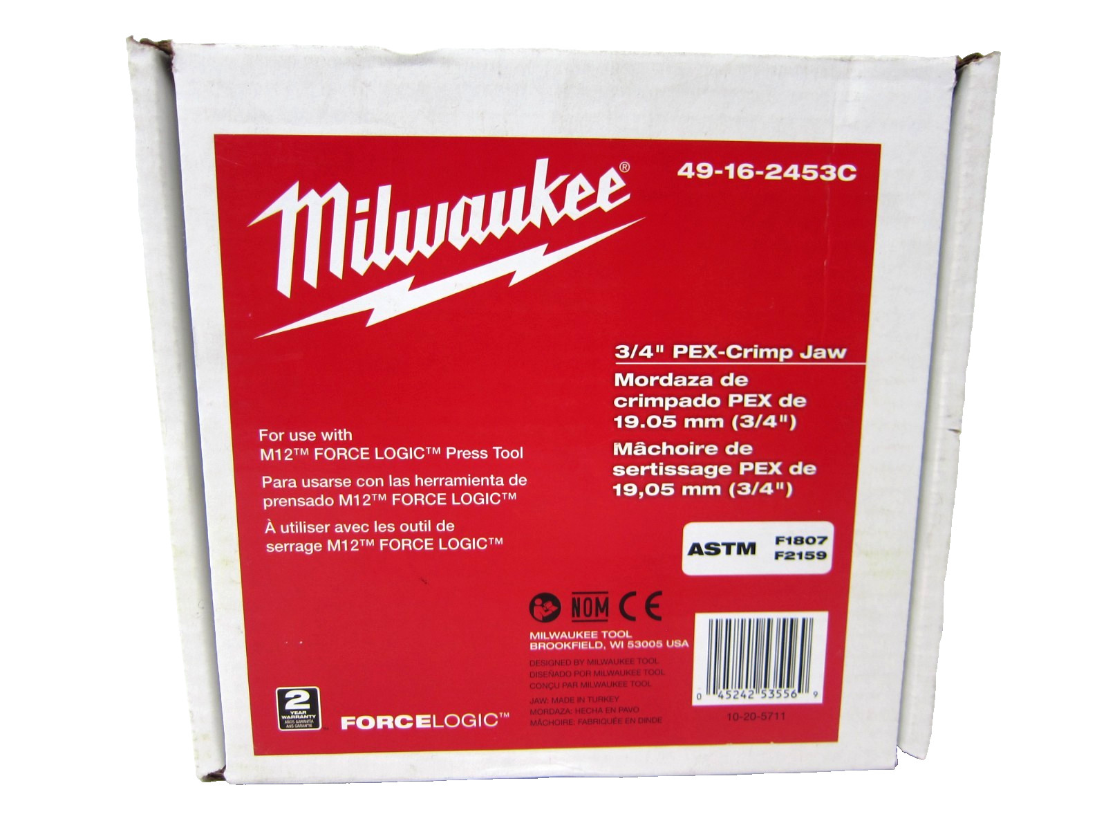 Milwaukee Tool 49-16-2453C M12 Force Logic Pex Crimp Jaw, For 3/4 Pex-SEALED!