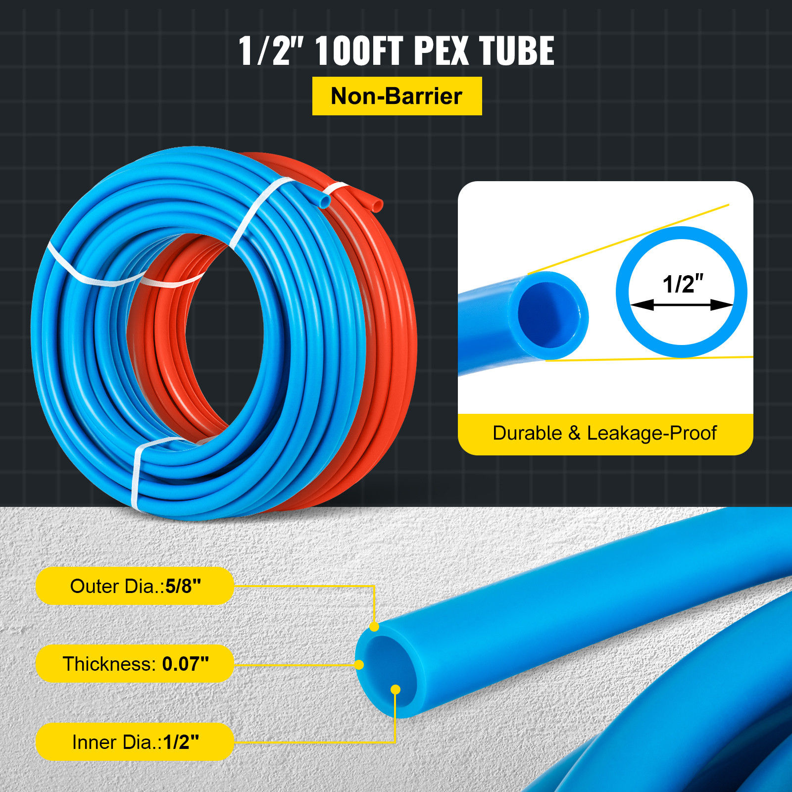 1/2″ 2 X 100ft Red & Blue PEX Tubing For Potable Water w/ Cutter & Clamp