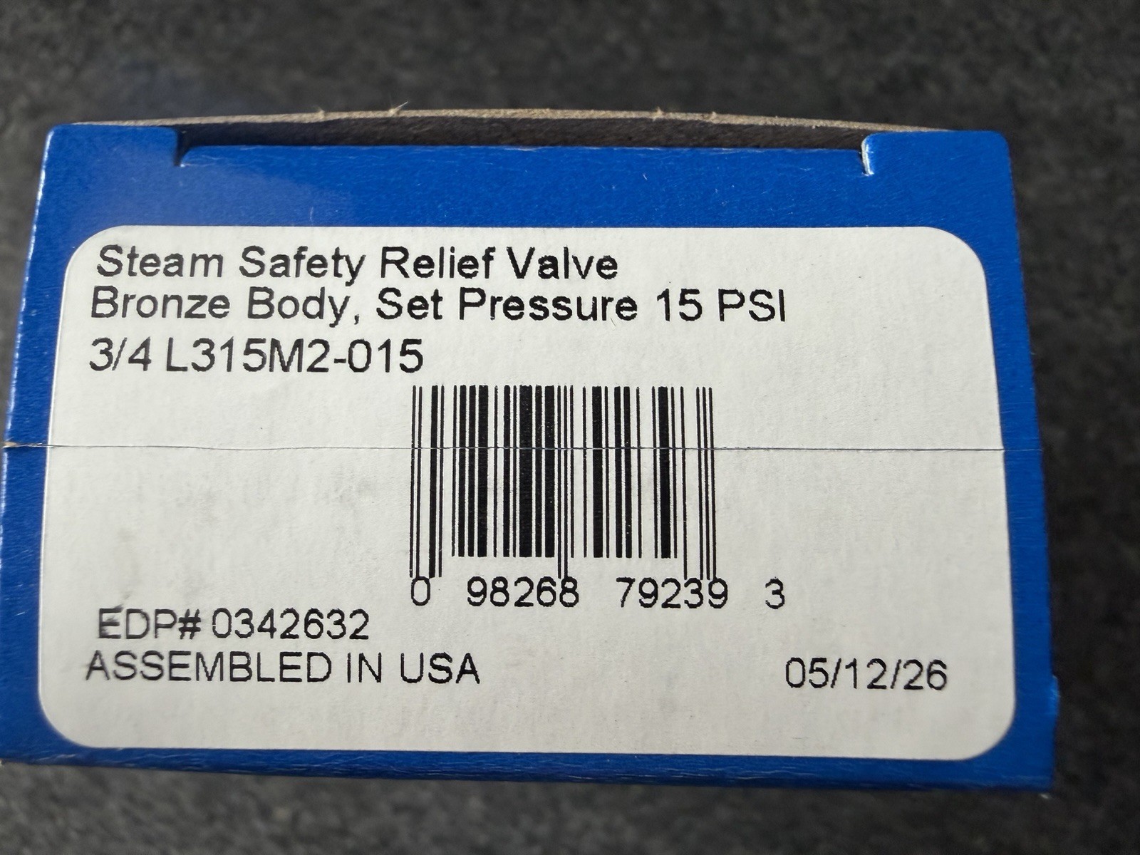 WATTS Steam Safety Relief Valve: MNPT FNPT 3/4 in x 3/4 in Bronze, 15 PSI 315M2