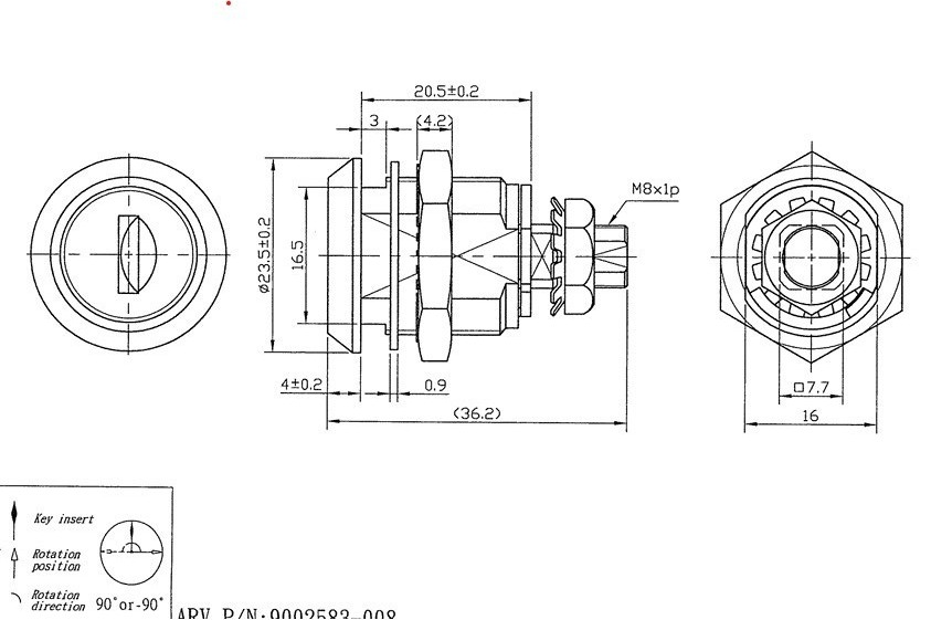 20.5mm IP65 RATED / WATERPROOF CAM LOCK Keyed Alike w/ dust cap