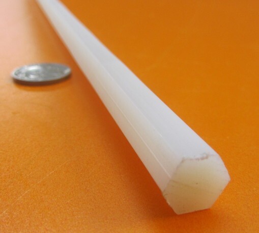 Nylon 6/6 Natural Tint Hex Rod 7/16″ (.437″) Hex x 12″ Length