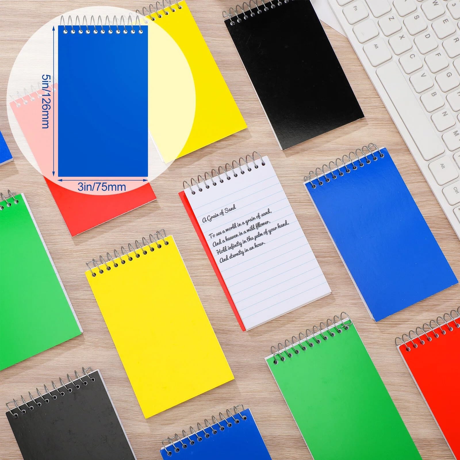 50 Pcs Small Spiral Notebooks 3” x 5” Mini Memo Spiral Notepads Pocket Size…