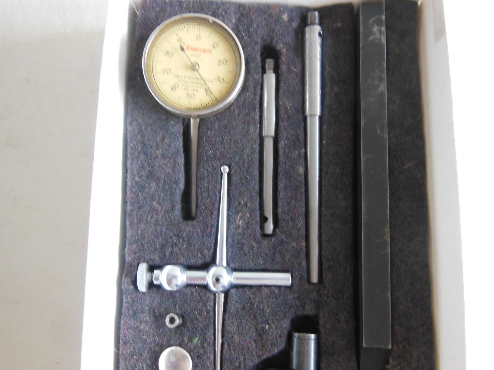 Starrett No. 196 Plunger Back Dial Indicator with Accessories