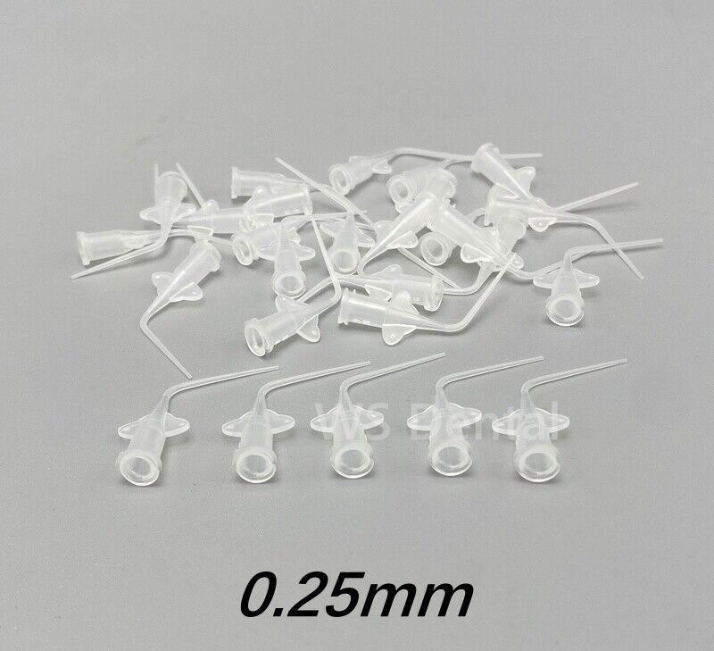 100Pcs Dental Endo Irrigation Syringe Tips Disposable Irrigator Tip Pure 0.25mm