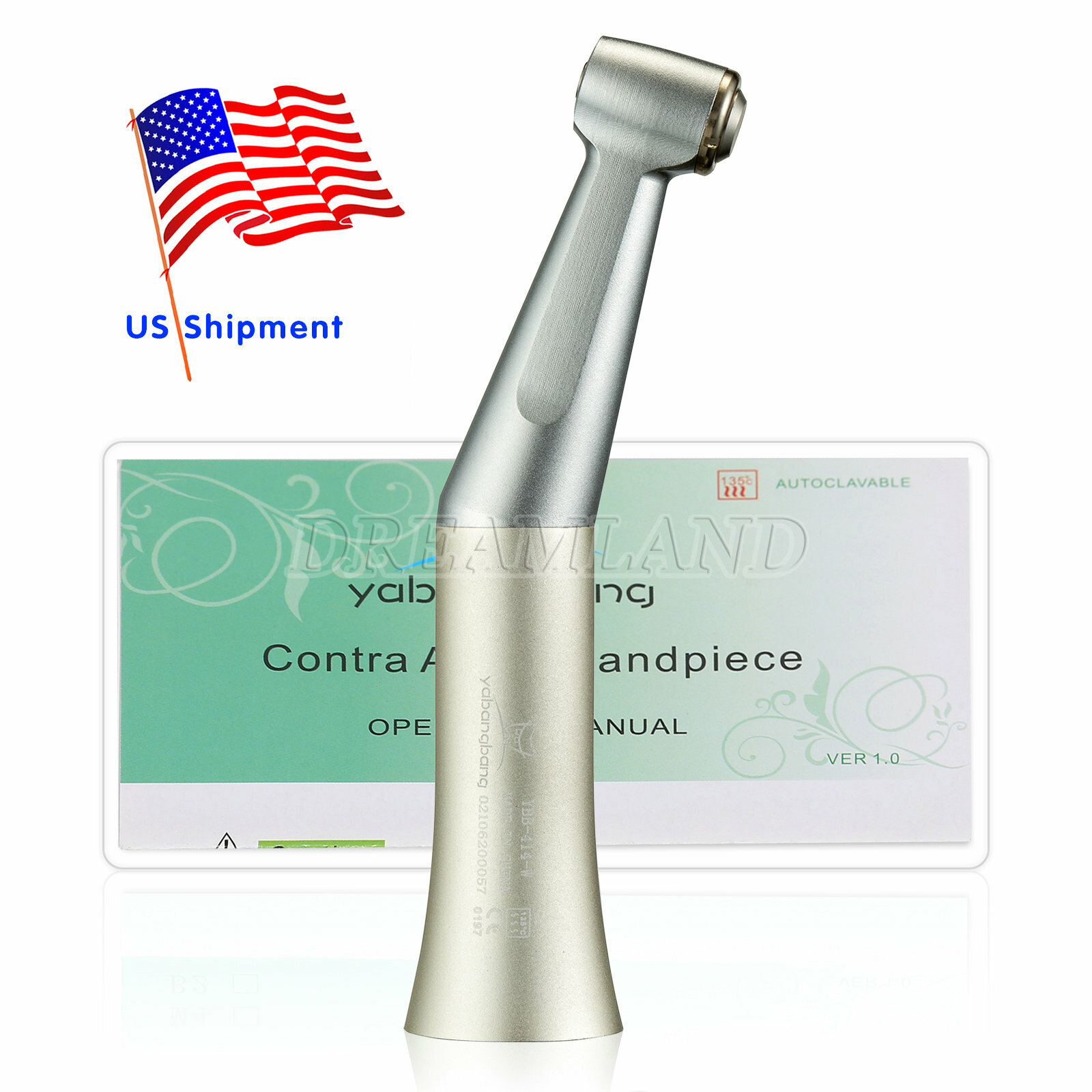 1-10 Dental Low Speed Handpiece Contra Angle Push Button External Water Spray