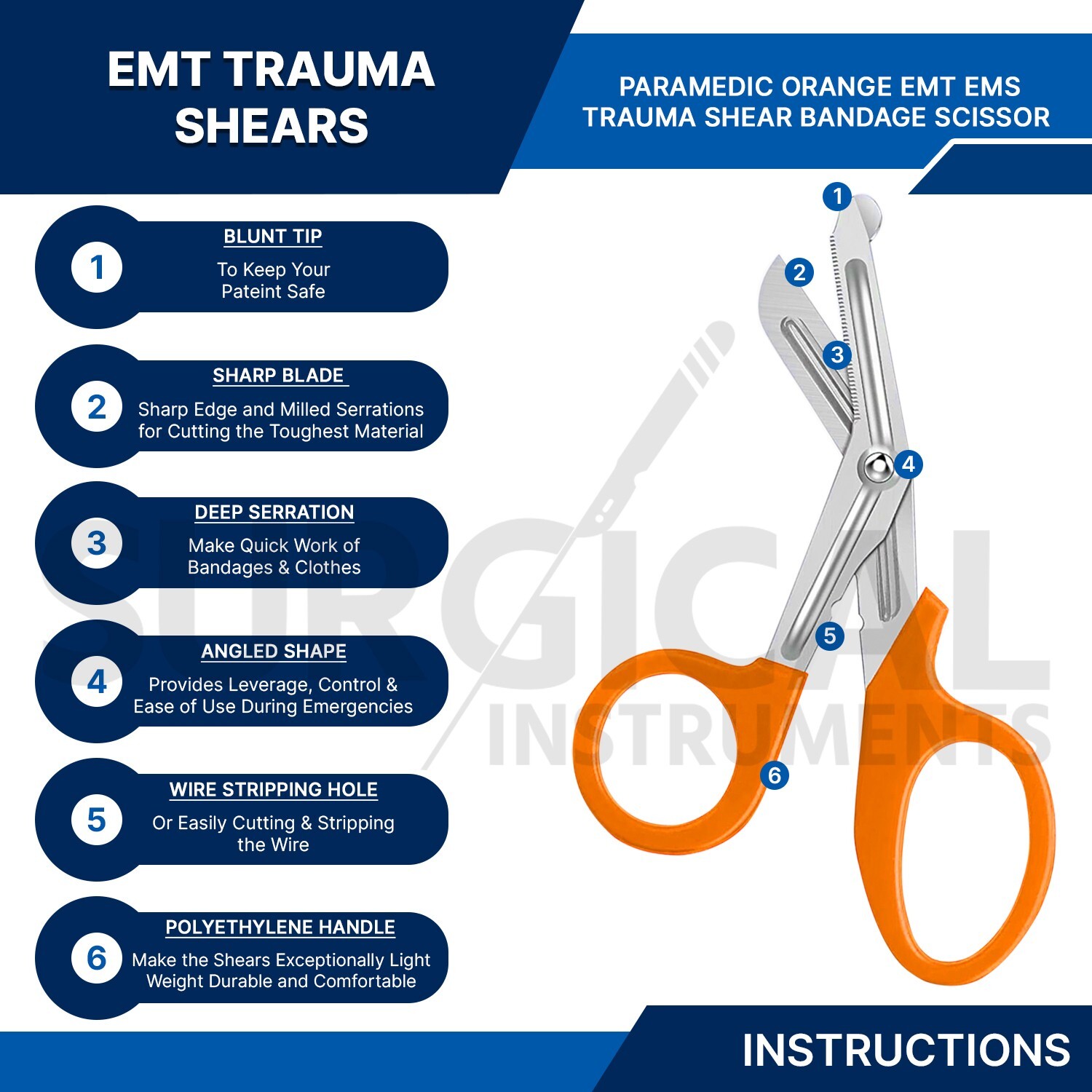 50 Shears EMT Scissors Bandage Paramedic EMS Supplies 7.25″ 10 Different Colors