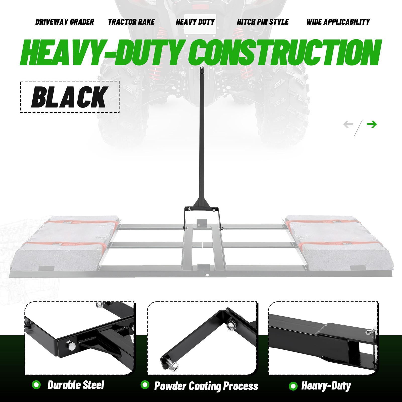 Black Tow Behind Drag Handle Attachment For Drag Harrow Driveway Grader