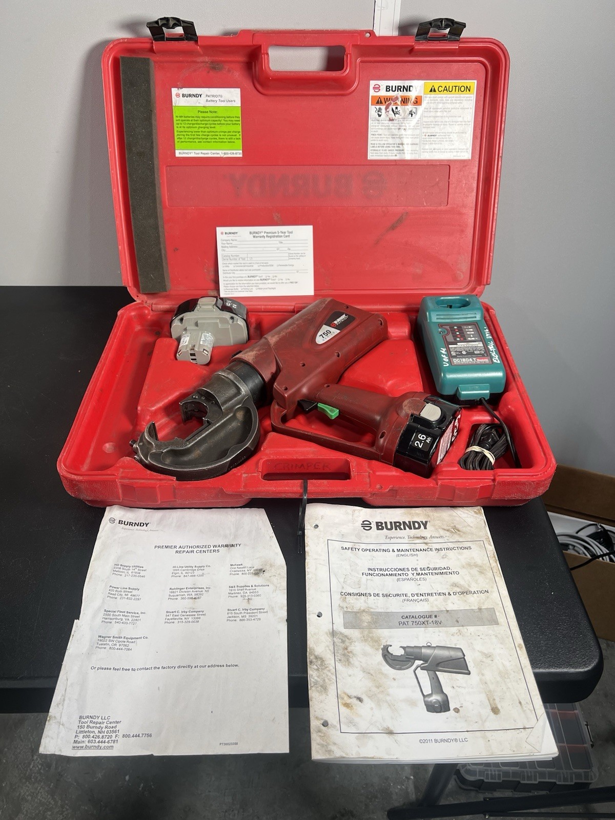 Burndy Patriot PAT750XT-18V Crimping Tool Cordless Hydraulic Crimper