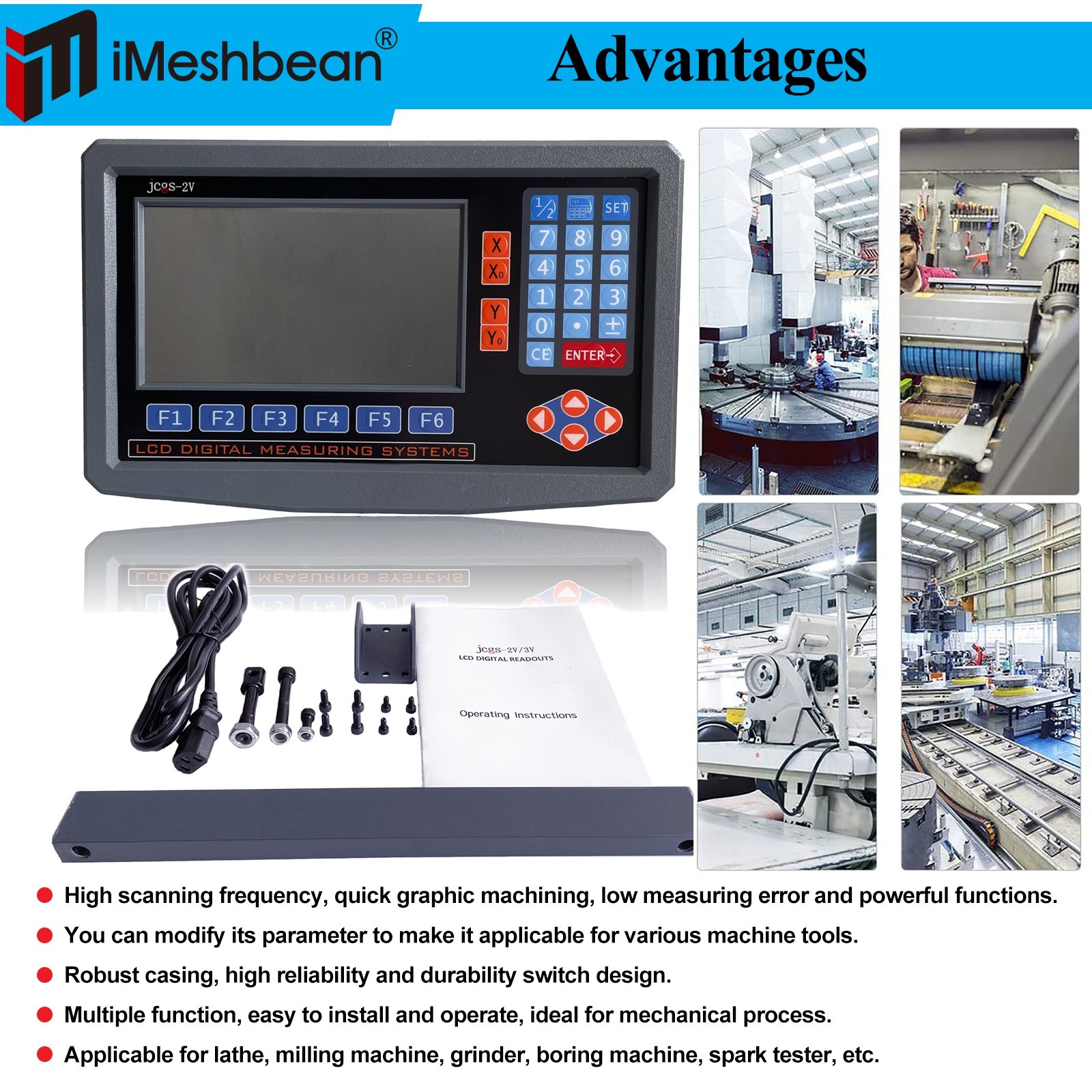 LCD Digital Readout with Precision Linear Scale for Milling Lathe Machine 2 Axis