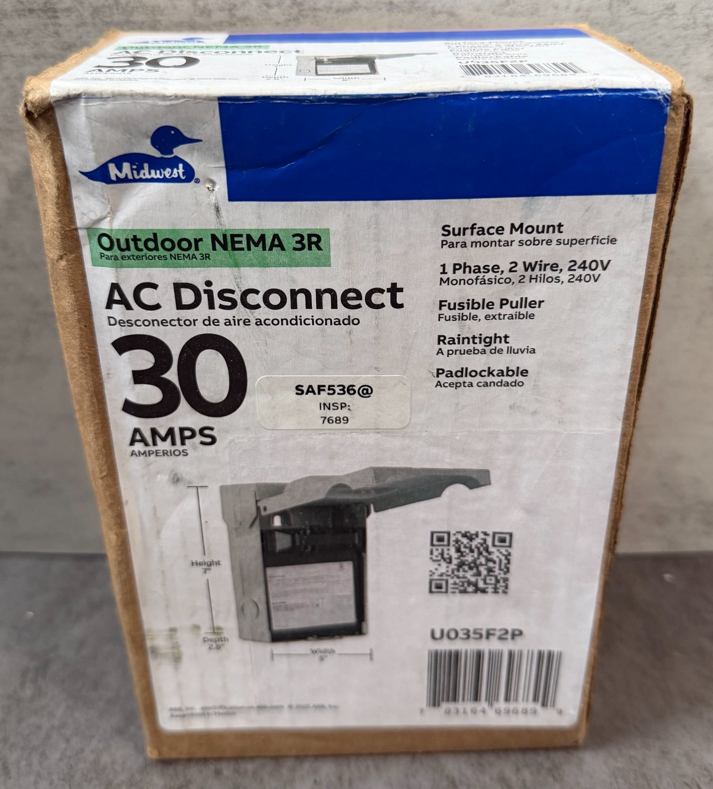 Midwest Electric Products 30-Amp 120/240-Volt Fused AC Disconnect (U035F2P)