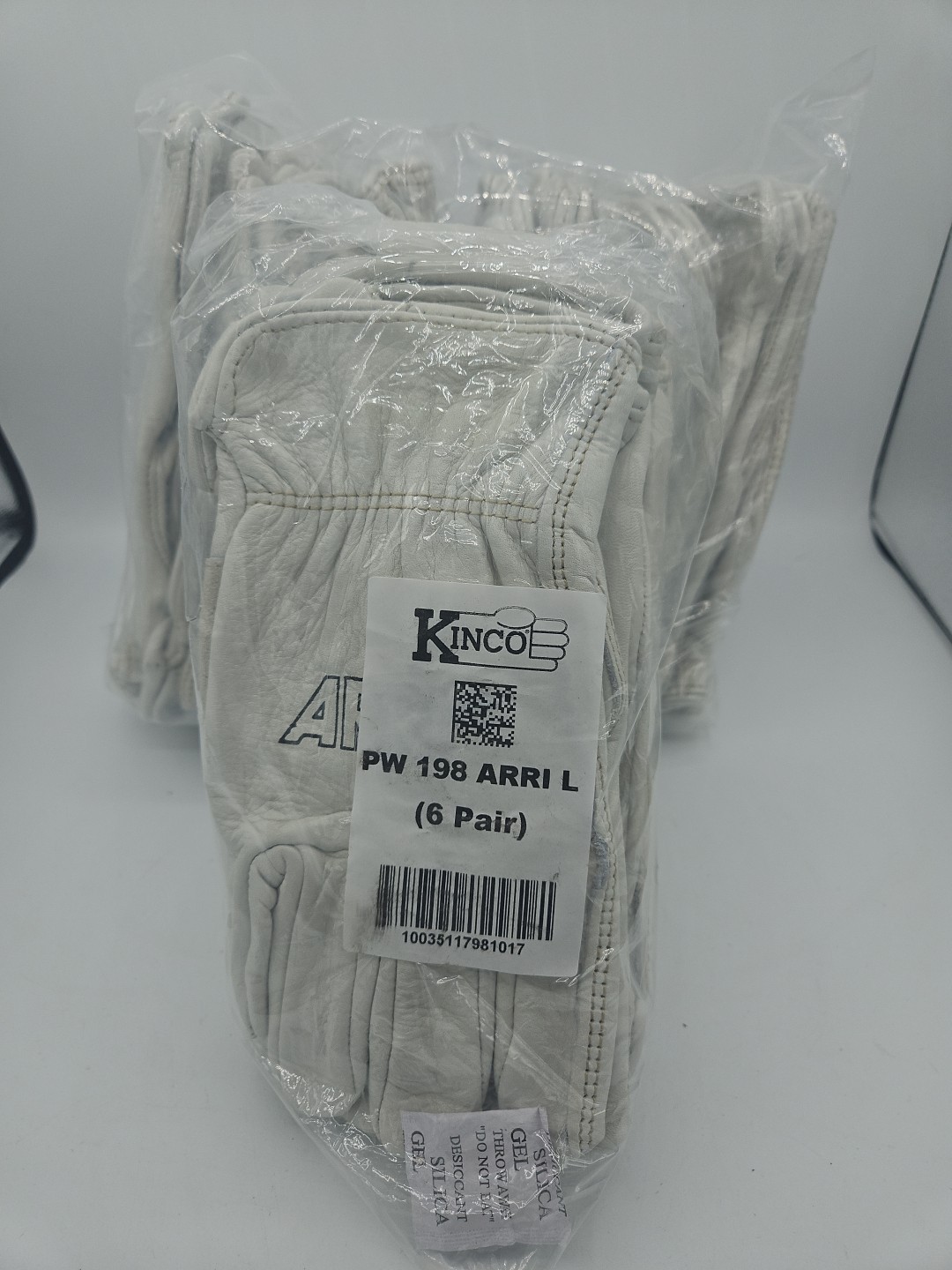 Kinco PW 198 ARRI L COWHIDE WORK GLOVES W/ Palm Patch Farm/ Garden/ Construction