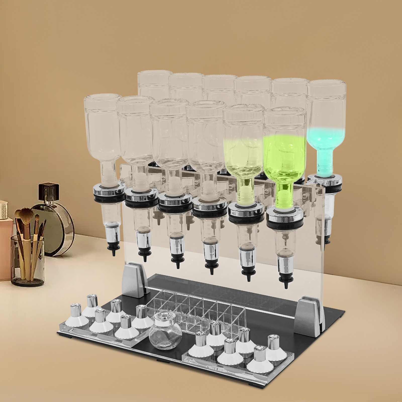 12 Bottles Manual Perfume Dispenser Desktop Perfume Dispenser Machine 200ml