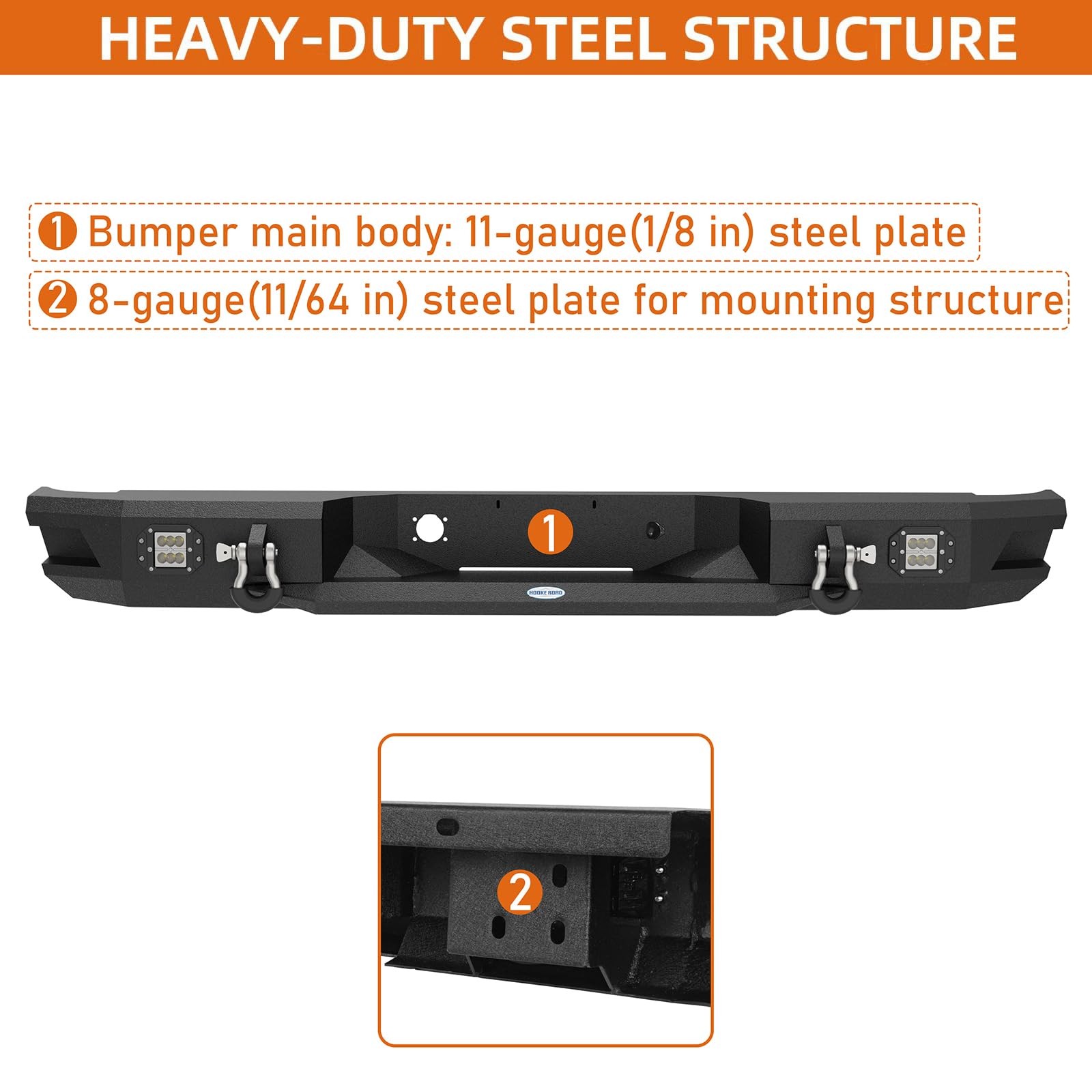 Rear Bumper for Ram 1500 2002-2008 Step Back D-Rings License Mount