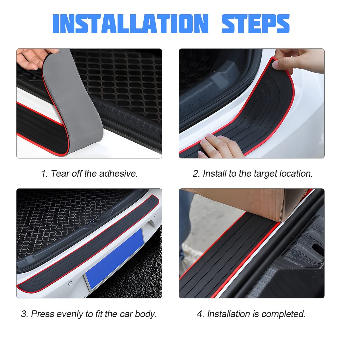 Car Rear Bumper Protector Guard AntiScratch Rubber Cover Strip for Most Cars…