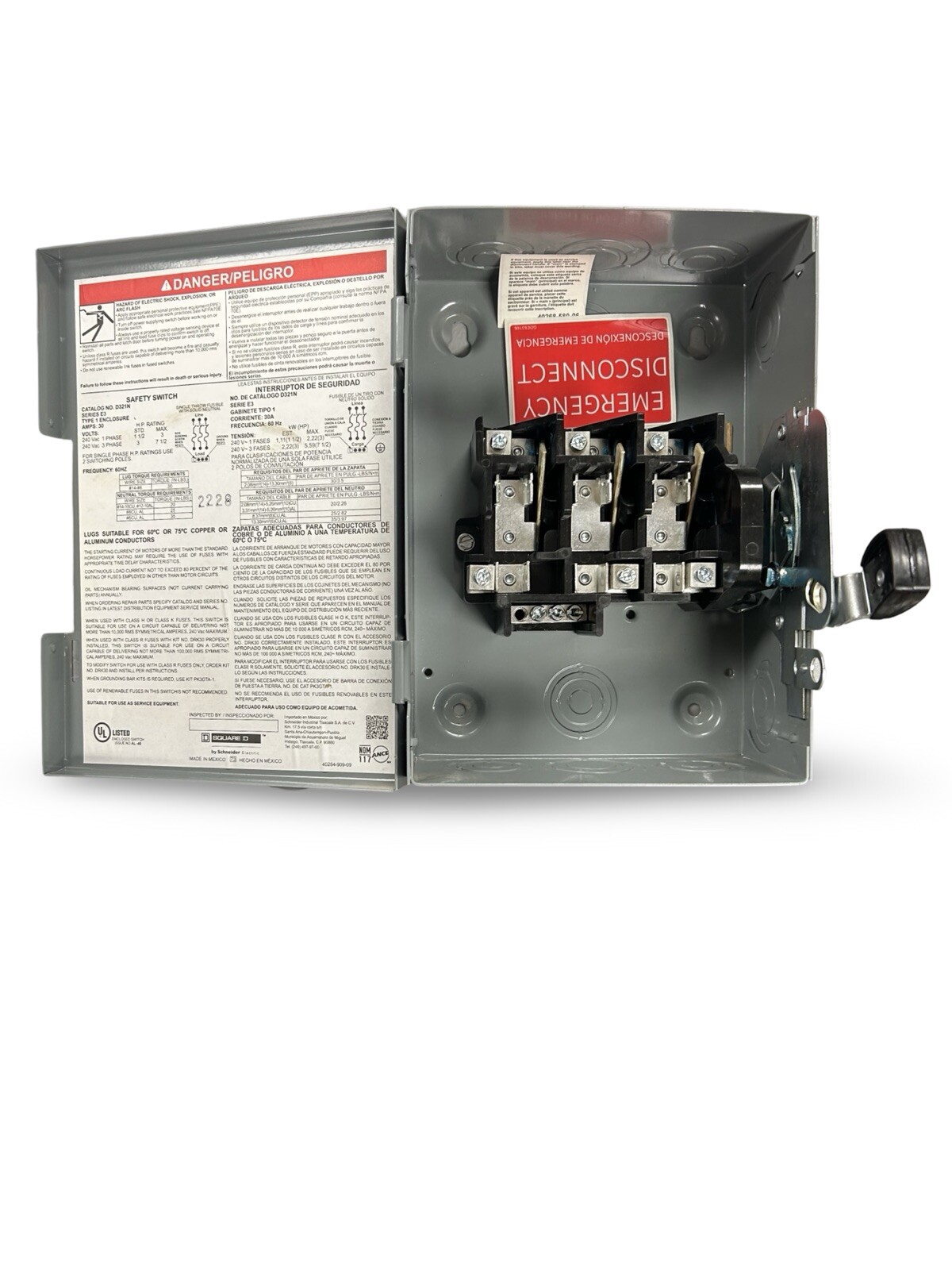 Square D D221NRB 30A Safety Switch