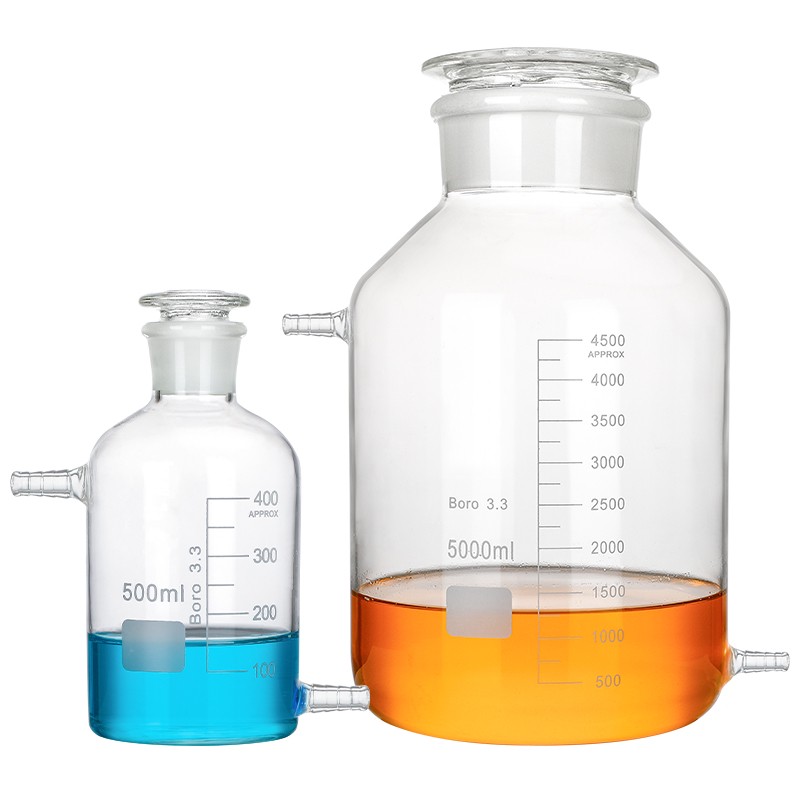Borosilicate Reagent Flask 60ml-5000ml, Transparent Sample Bottle, Dual Nozzles
