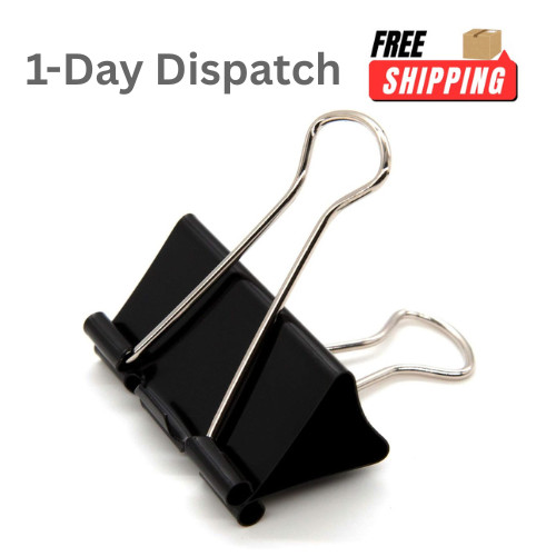 DSTELIN 24 Pack Large Binder Clips 1.6″ Black Tempered Steel