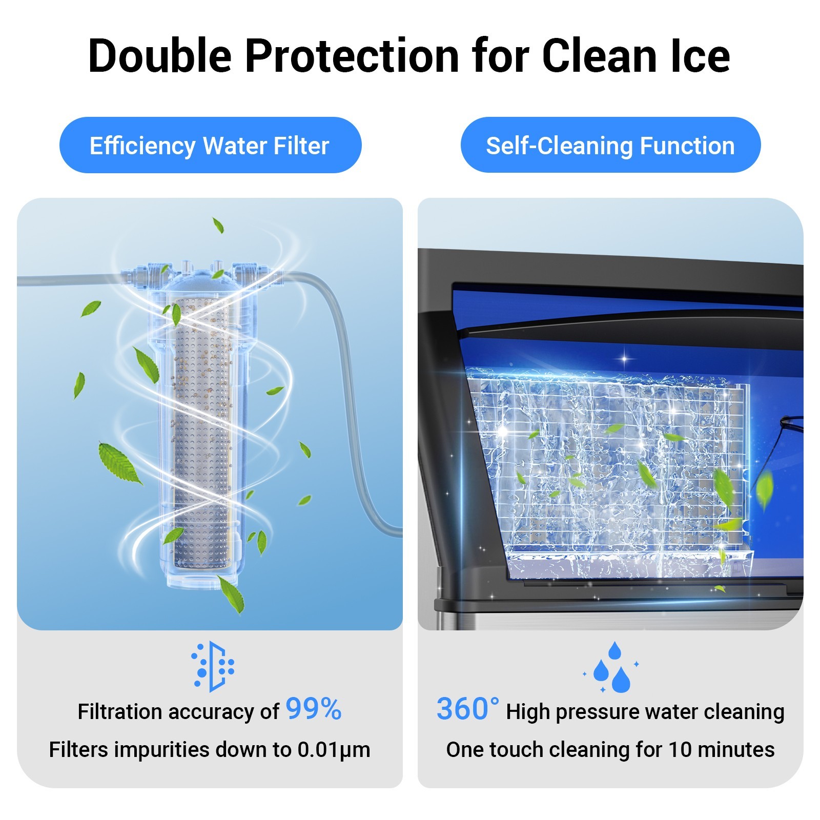 Commercial Ice Maker Machine 450LBS/24H Under Counter Ice Machine 120LBS Storage
