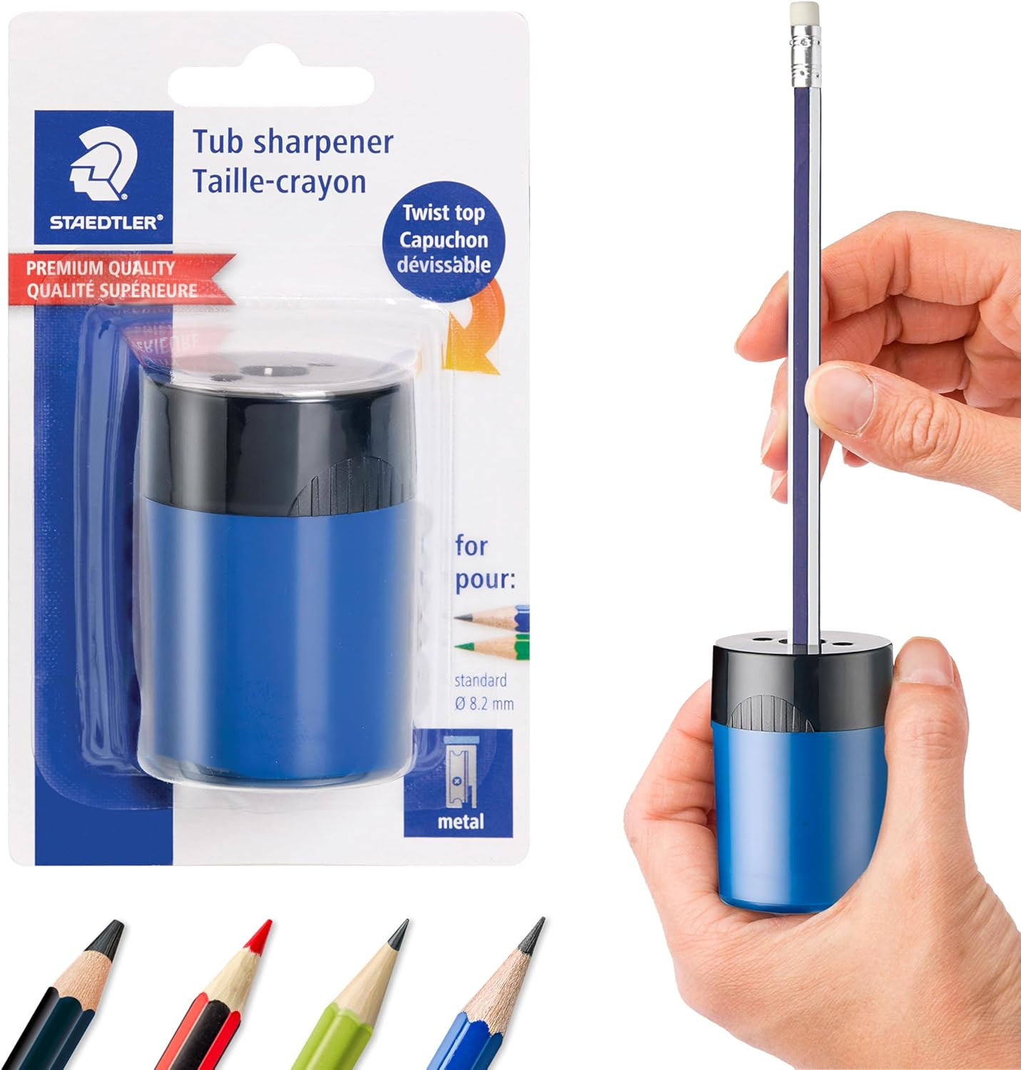 Pencil Sharpener, Premium Quality Sharpener with Screw-On Lid, Prevents Accident