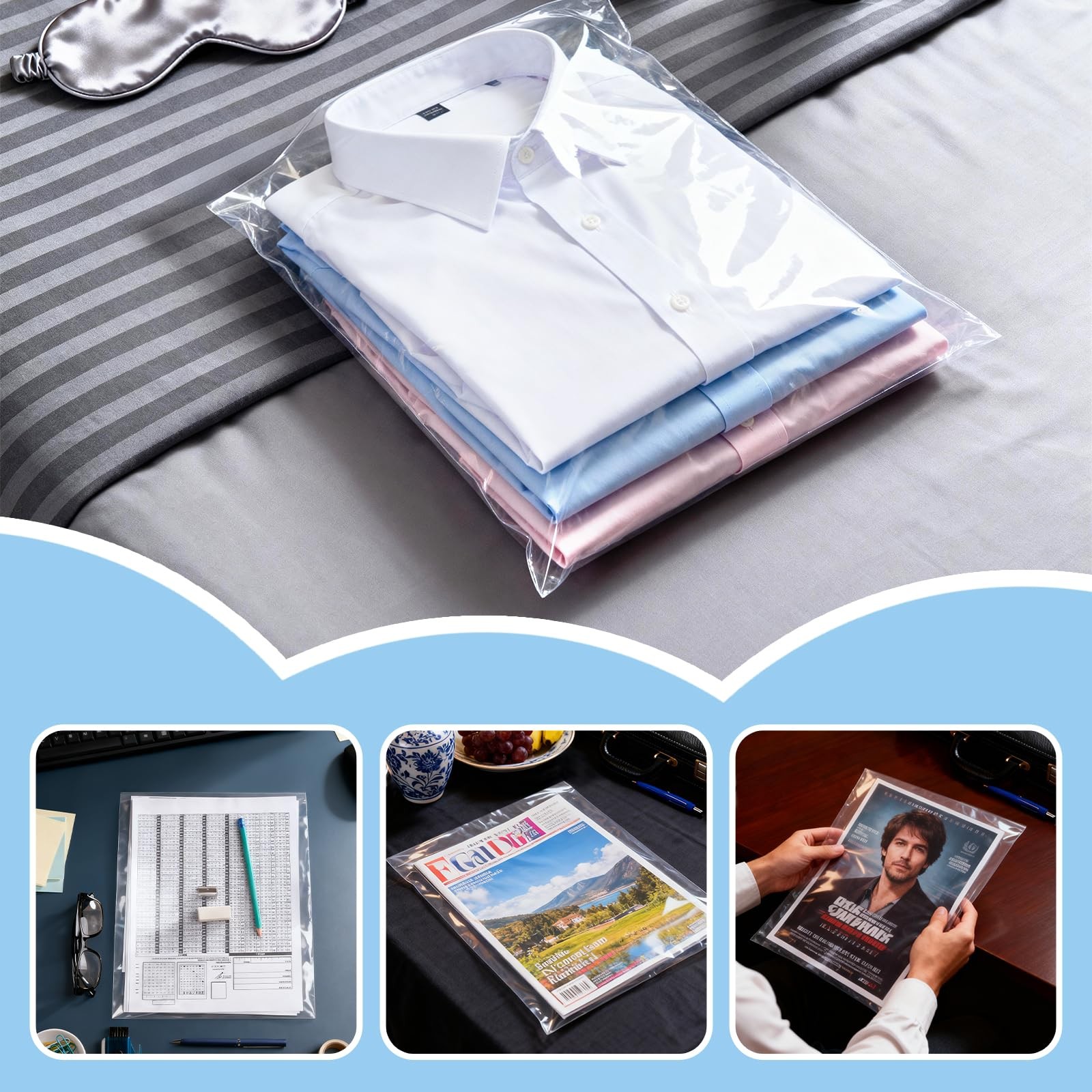 50 Pack 9 x 12 Inch Crystal Clear Sleeves Storage Protector Pages
