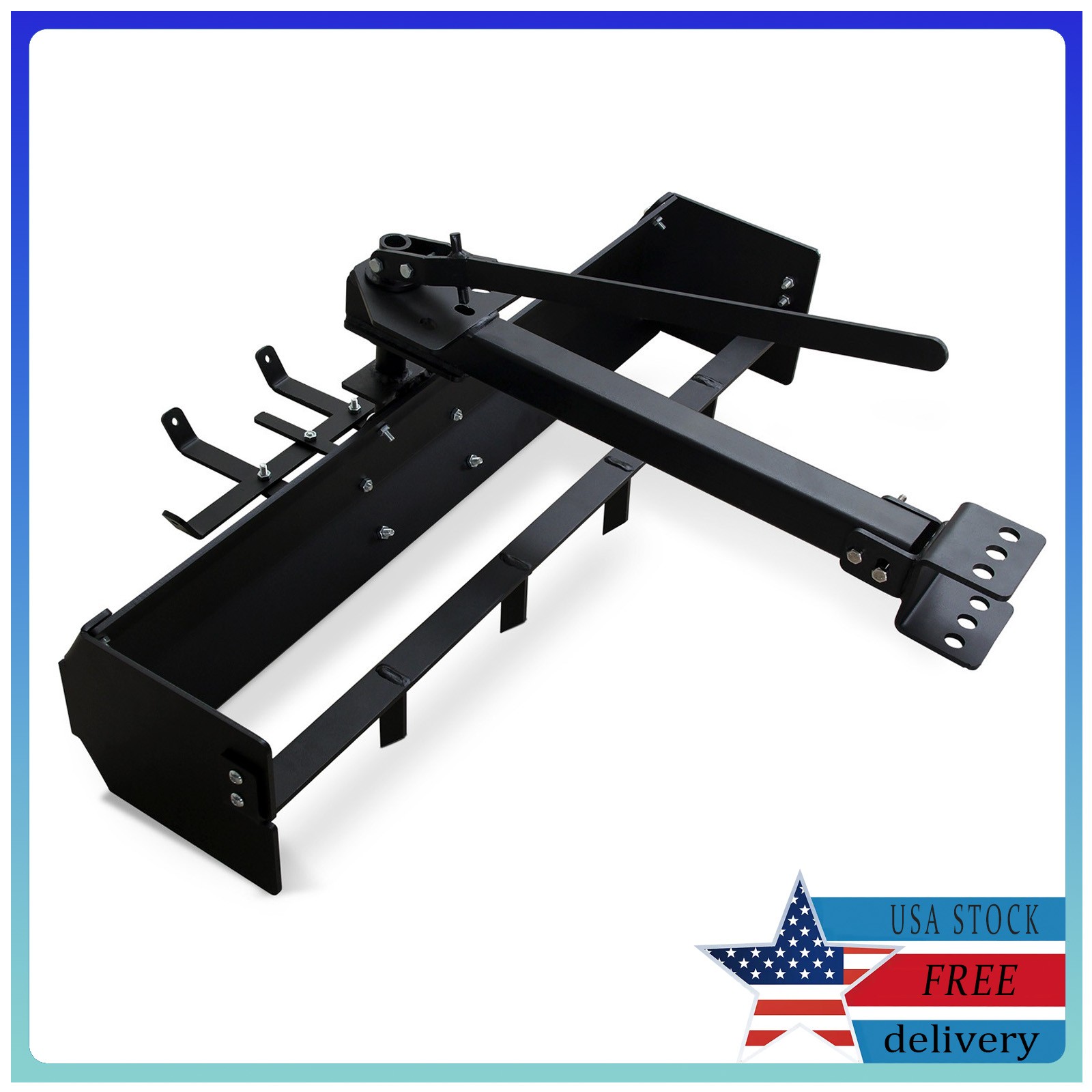 Heavy-Duty Steel Box Scraper Attachment for ATV/UTV, 42″ Tow Behind for Grading