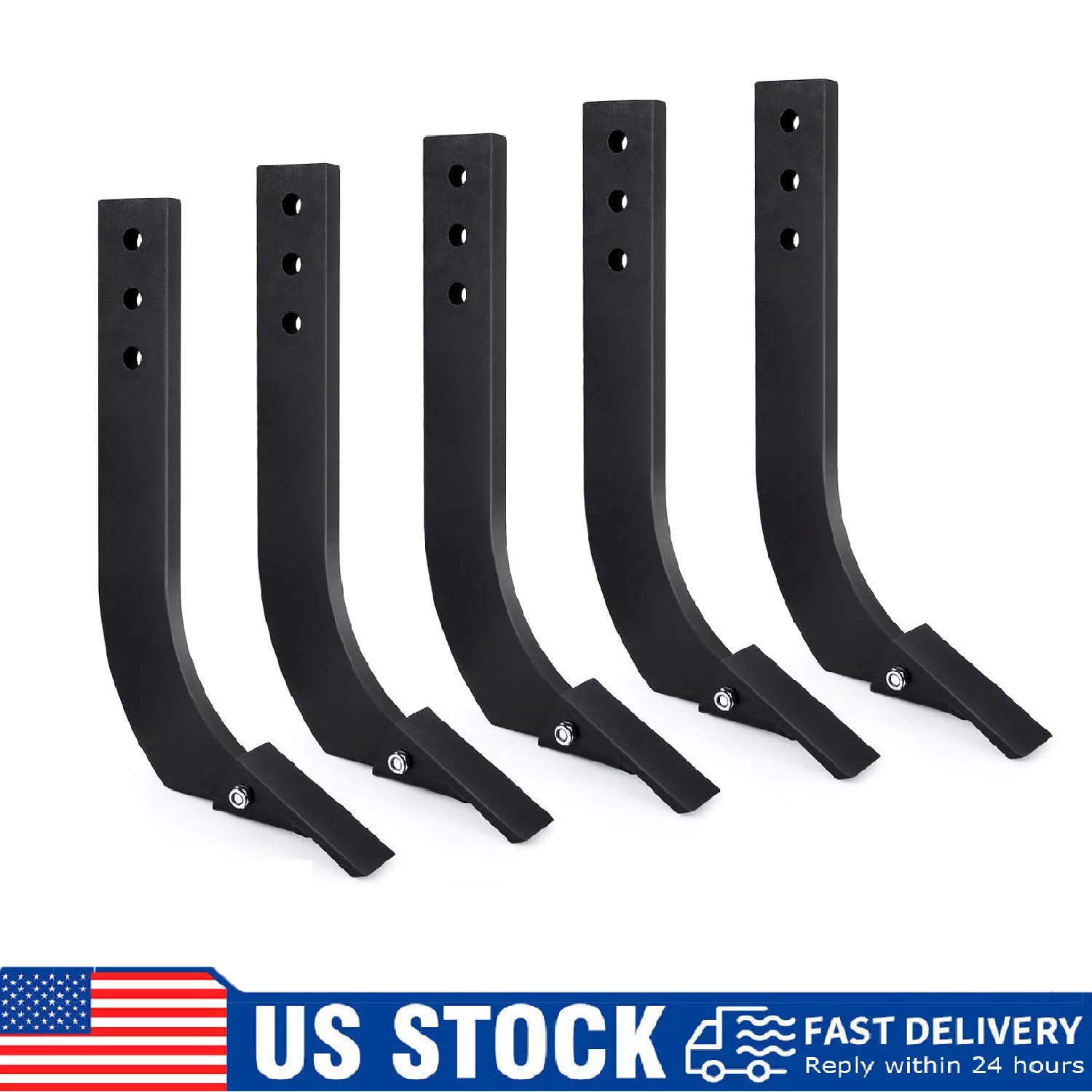 5 Pack Box Blade Shank, 16» Ripper Shank Box Scraper Shank Teeth with 3 Holes