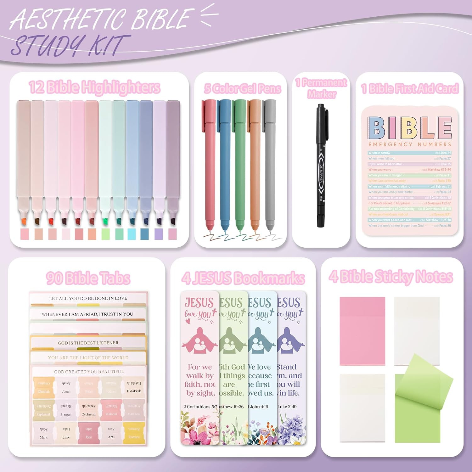 Bible Study Supplies Journaling Kit, Morandi Colored Bible Study Kit