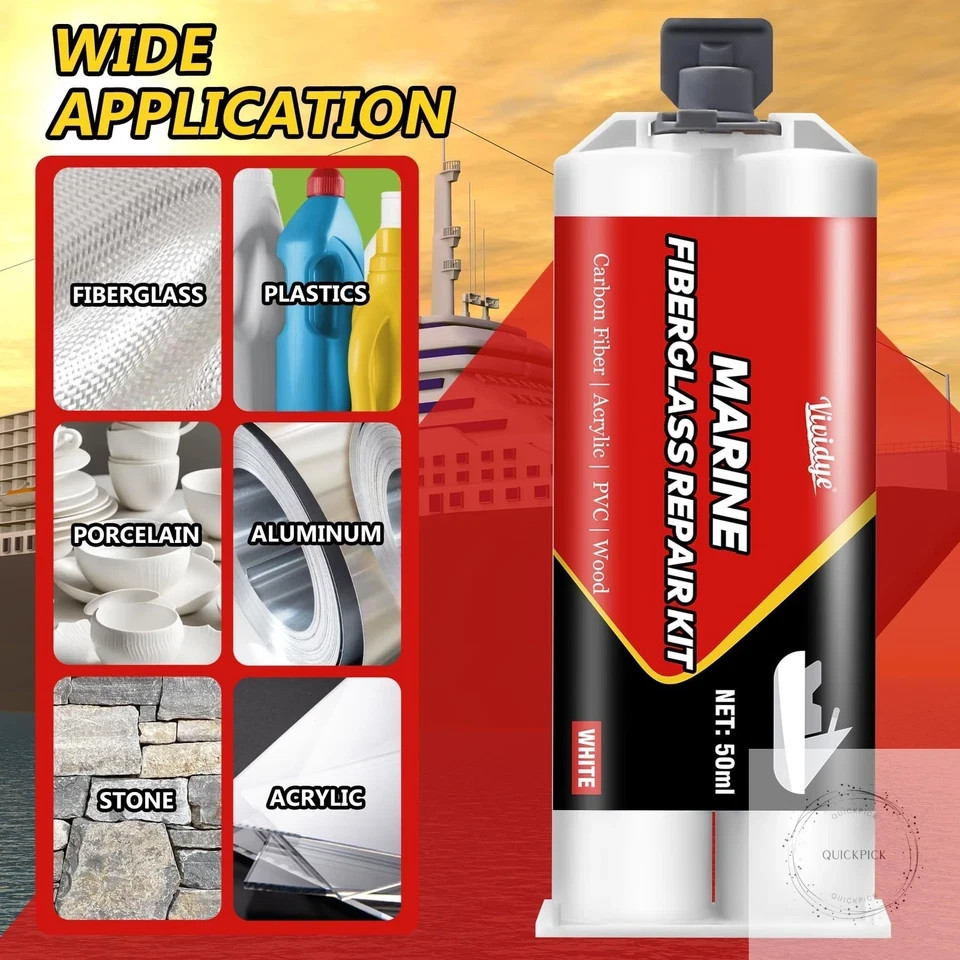 Marine Fiberglass Repair Kit 100ml White Gel Coat Repair Kit for Repairing Crack