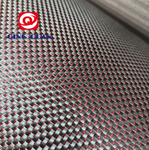 Metallic Carbon Fiber&Red&Silver Reflection Mixed Fabric plain Cloth 100cm*200cm