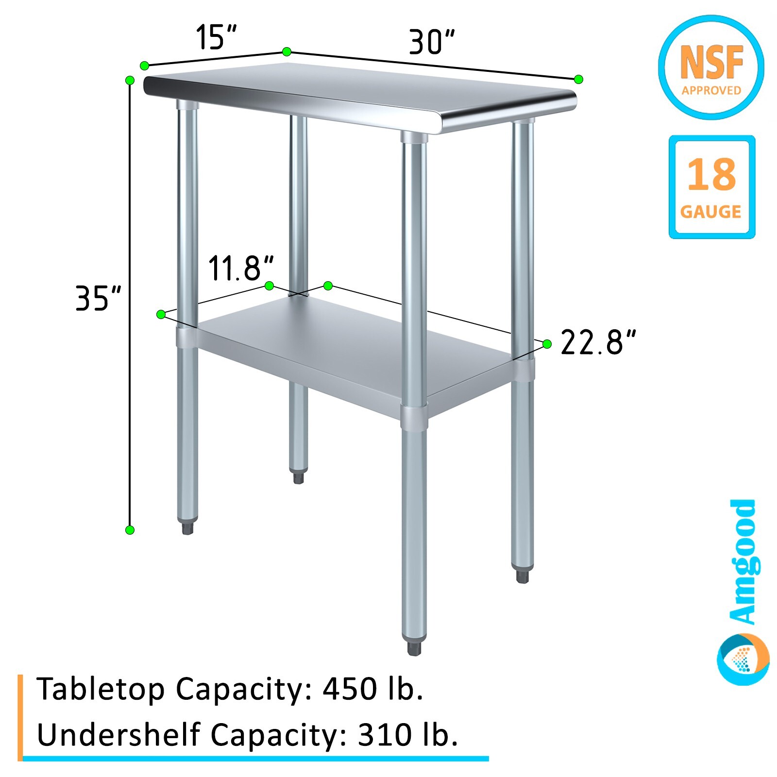 30 in. x 15 in. Stainless Steel Table