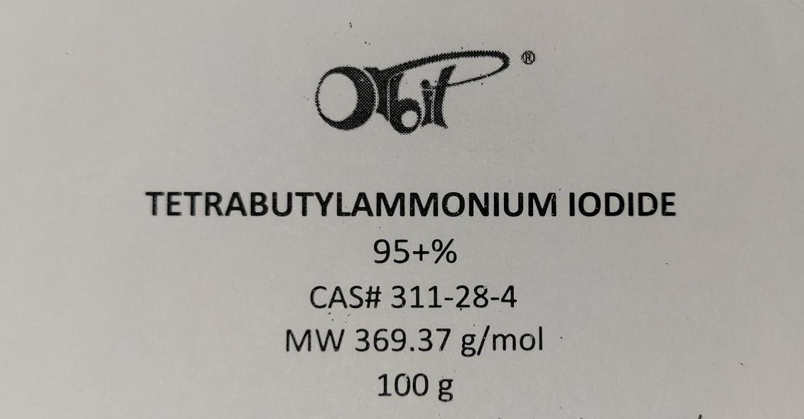 Tetrabutylammonium Iodide (100 g) 95+% [CAS# 311-28-4] TBAI QUAT QAS PTC