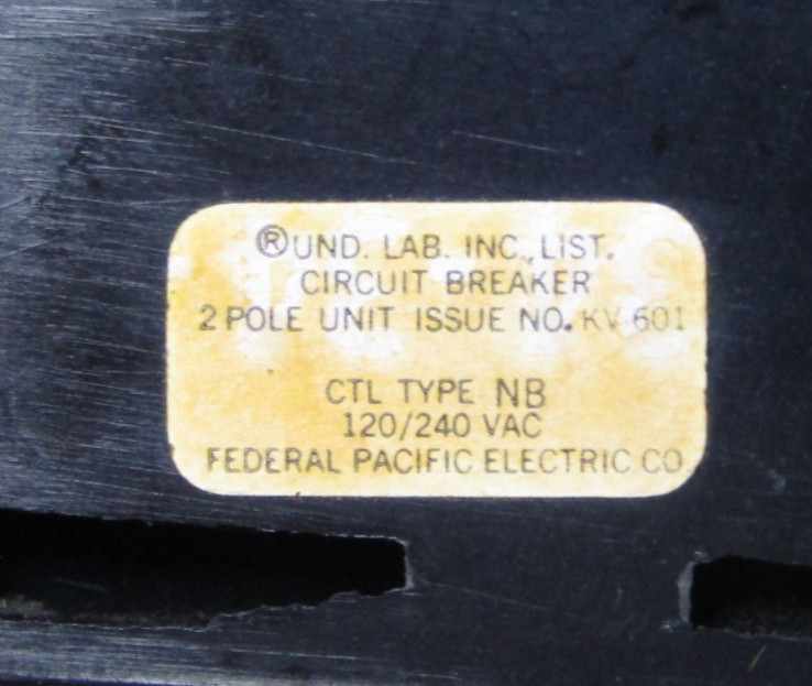 🙌 FPE FEDERAL PACIFIC 100 AMP CIRCUIT BREAKER 120/240 VAC 2 POLE NB2100