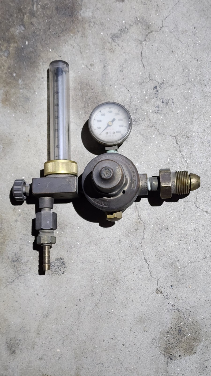 Vintage Airco Argon Brass Flowmeter Regulator