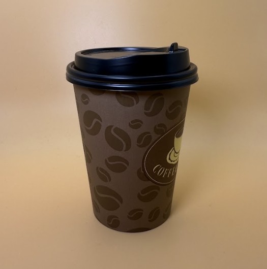 12 oz Disposable Paper Coffee Cups Coffee Bean Design and optional Lids