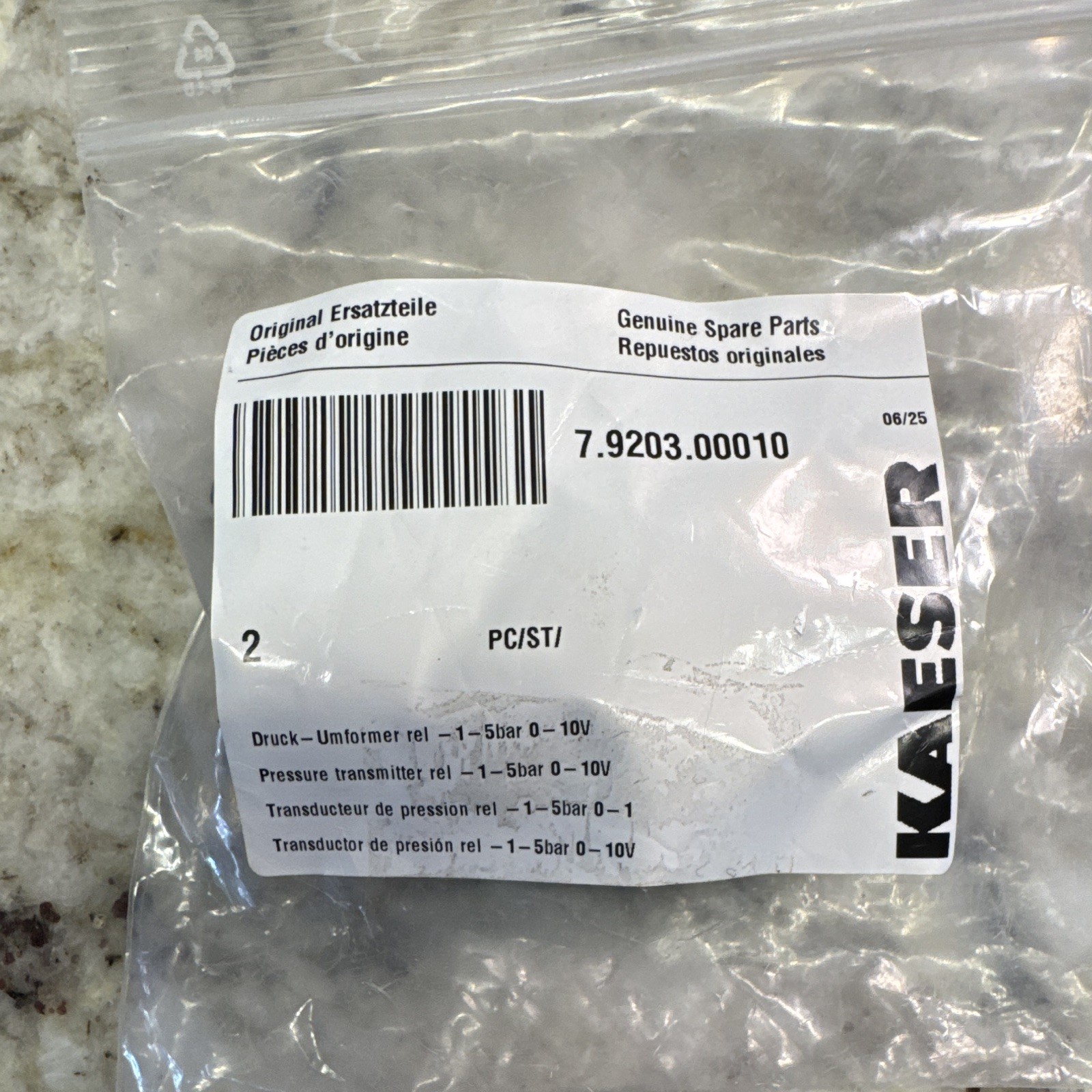 Kaeser 7.9203.00010 Pressure Transmitter 1-5 Bar 0-10V Analog DC