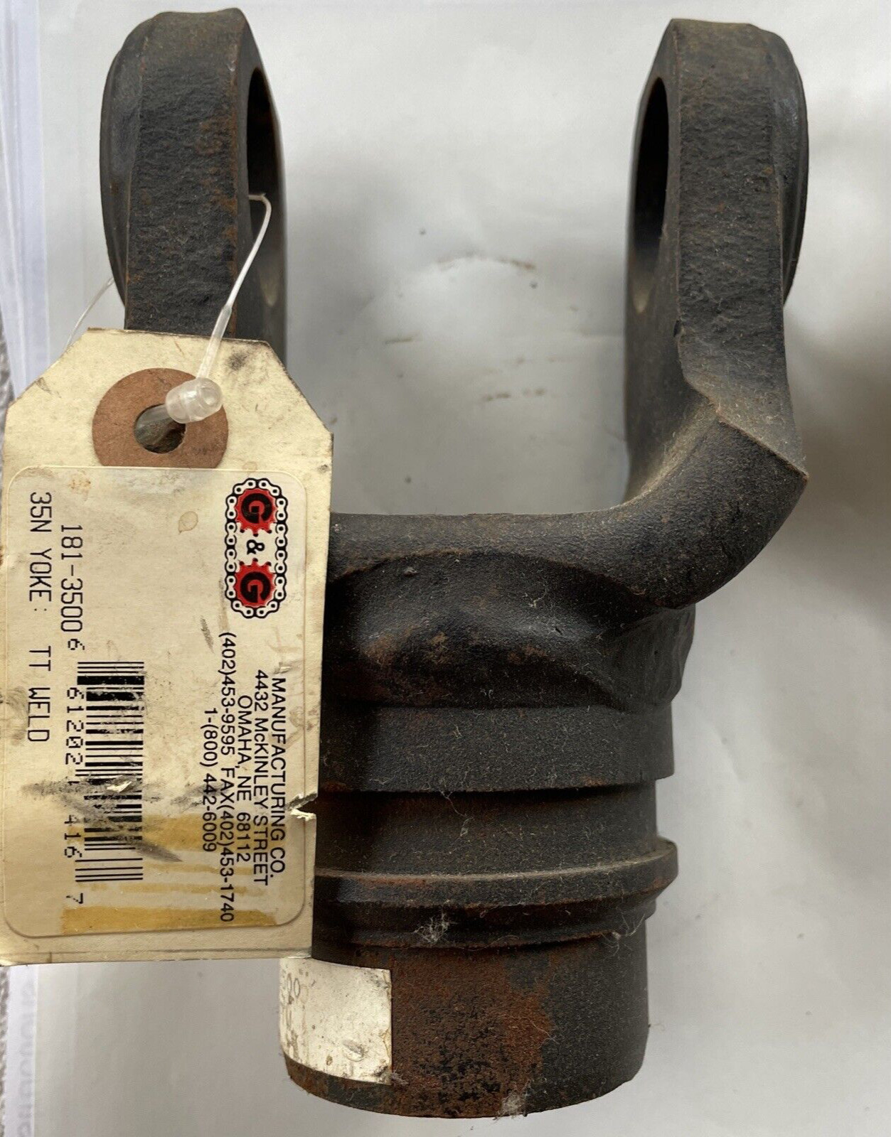G & G 181-3500 Torque Tube Weld PTO Yoke 1-7/8” Round 35N Made In The USA
